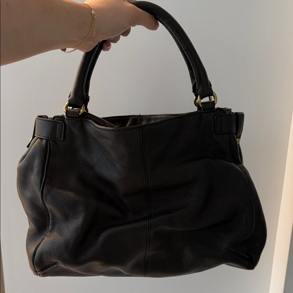 Kooba Black Leather Shoulder Bag with Gold Buckle - Picture 7 of 9